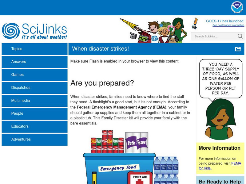 Nasa: Sci Jinks: When Disaster Strikes! Website Nasa: Sci Jinks: When Disaster Strikes! Website