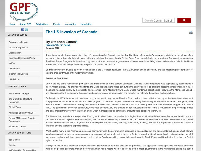 Global Policy Forum: u.s. Invasion of Grenada Website Global Policy Forum: u.s. Invasion of Grenada Website