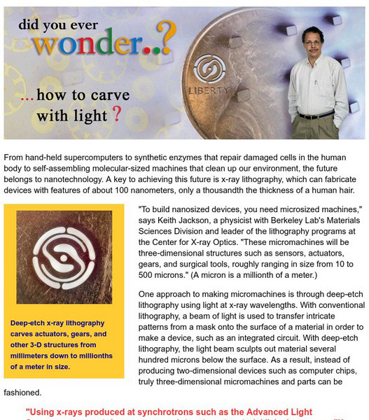 Berkeley Lab: Did You Ever Wonder? How to Carve With Light? Activity Berkeley Lab: Did You Ever Wonder? How to Carve With Light? Activity