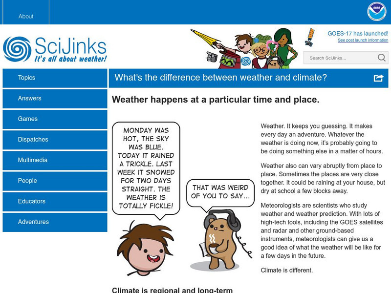 Sci Jinks: What's the Difference Between Weather and Climate? Article Sci Jinks: What's the Difference Between Weather and Climate? Article