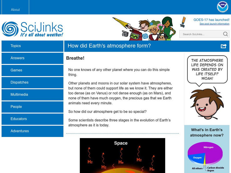 Nasa: Sci Jinks: How Did Earth's Atmosphere Form? Website
