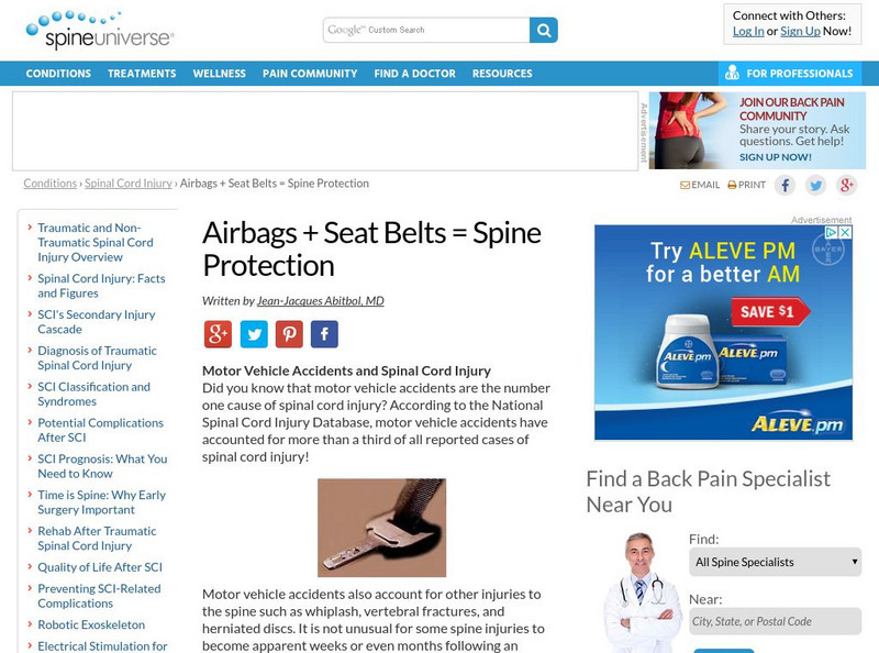 Spine Universe: Airbags + Seat Belts = Spine Protection Article