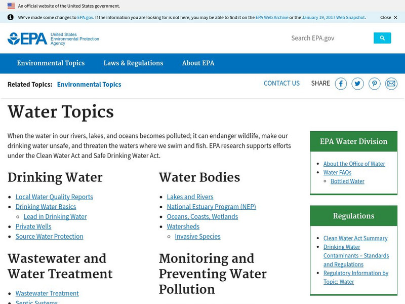 Epa: Water: Environmental Topics: Water Topics Website Epa: Water: Environmental Topics: Water Topics Website