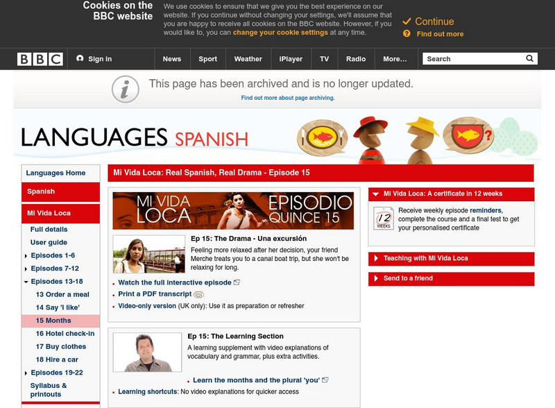 Bbc: Languages Spanish: Ep 15: The Drama Una Excursion Activity