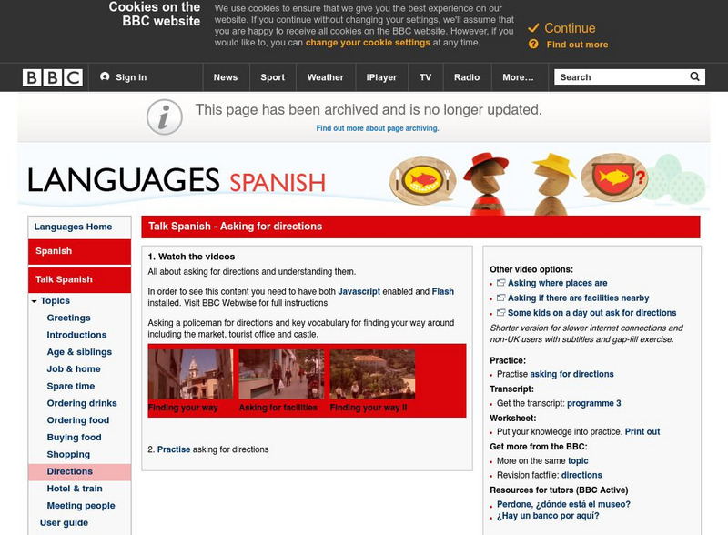 Bbc: Languages Spanish: Directions Unit Plan
