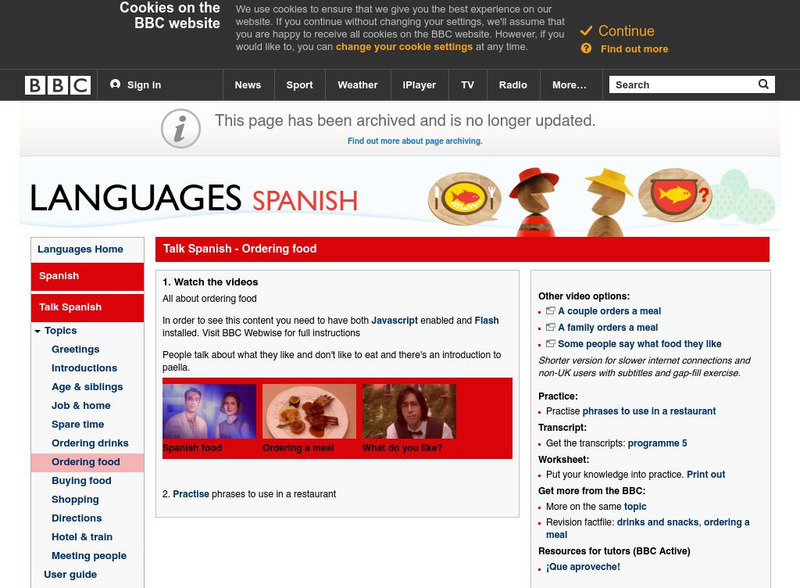 Bbc: Languages Spanish Order Food Activity Bbc: Languages Spanish Order Food Activity