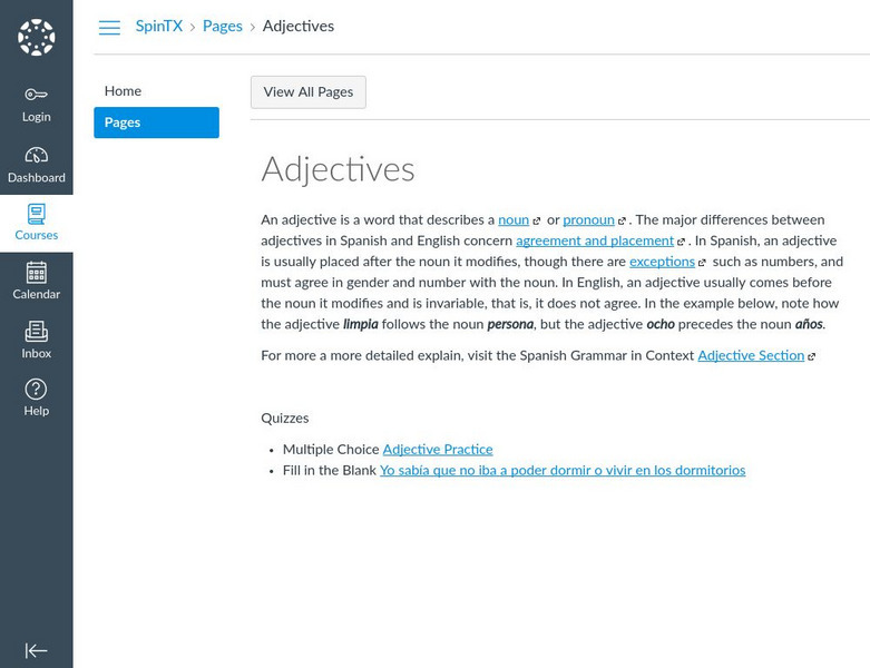 Spanish in Texas: Adjectives Unknown Type Spanish in Texas: Adjectives Unknown Type