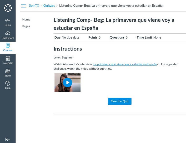 Spanish in Tx: Listening Comp Beg: La Primavera Que Viene Voy a Estudiar en Esp Unknown Type