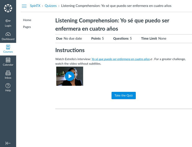 Spanish in Tx: Listening Comprehension: Yo Se Que Puedo Ser Enfermera en Cuatro Unknown Type