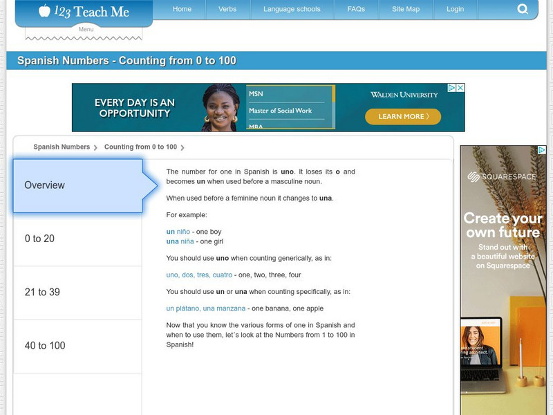 123 Teach Me: Spanish Counting Activity