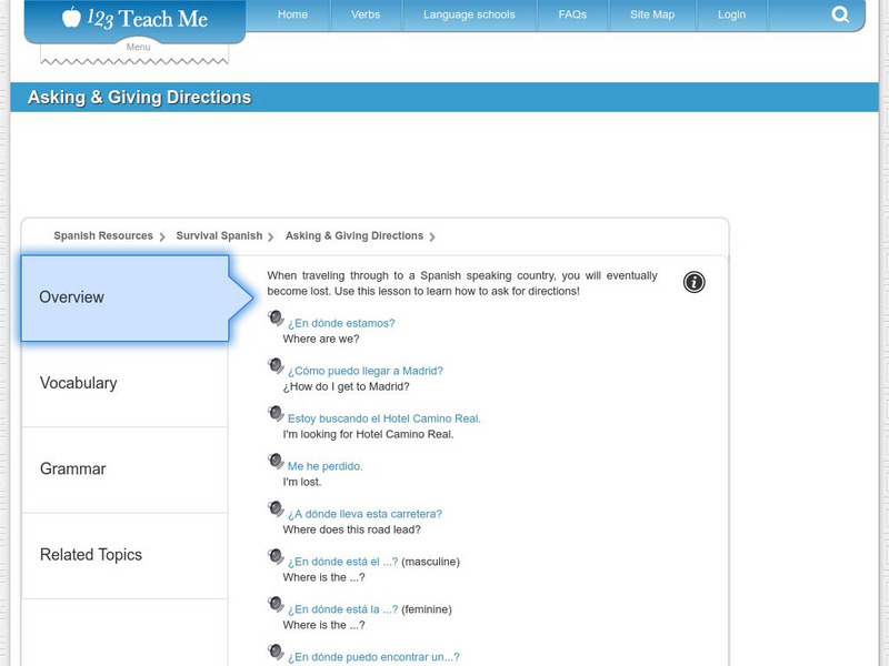 123 Teach Me: Spanish Directions Activity