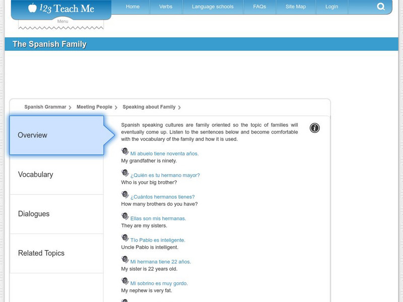 123 Teach Me: Spanish Family Activity 123 Teach Me: Spanish Family Activity
