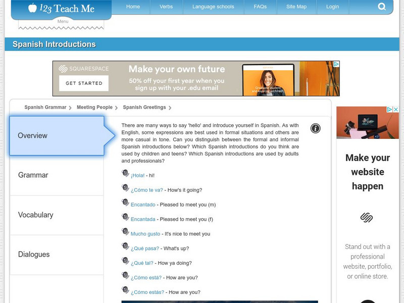 123 Teach Me: Spanish Greetings Activity