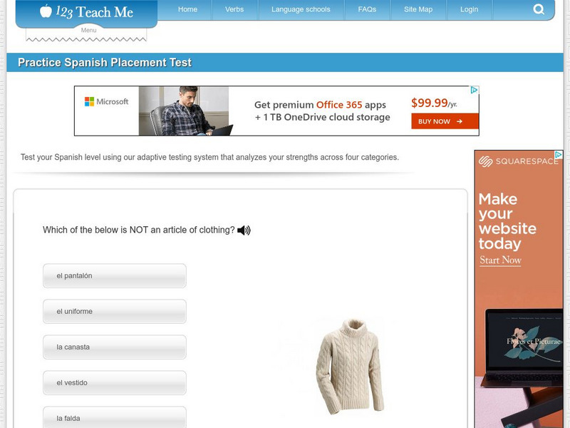 123 Teach Me Spanish Test Unknown Type