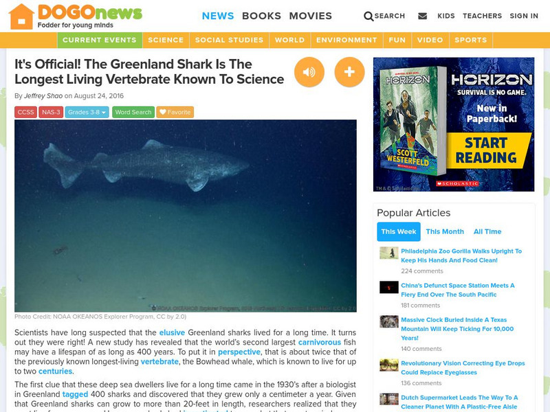 Dogo News: It's Official! The Greenland Shark Is the Longest Living Vertebrate Article