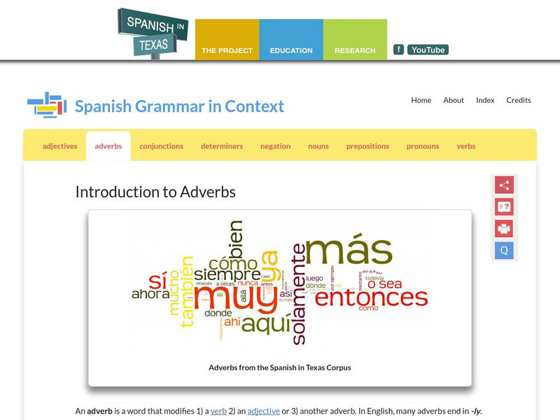 Spanish in Texas: Adverbs Activity Spanish in Texas: Adverbs Activity