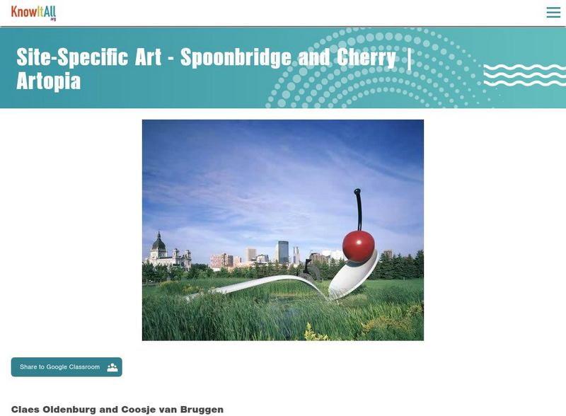 Etv: Artopia: Sculpture Critic: Spoonbridge and Cherry by Oldenburg and Bruggen Activity Etv: Artopia: Sculpture Critic: Spoonbridge and Cherry by Oldenburg and Bruggen Activity