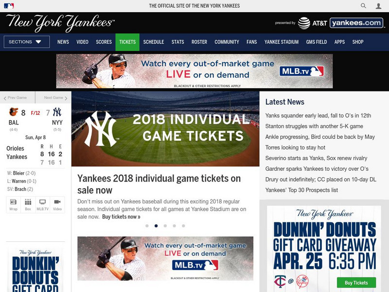New York Yankees the Official Site Website New York Yankees the Official Site Website