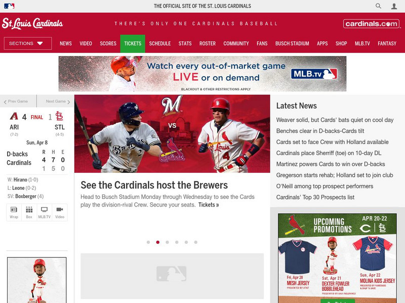 St. Louis Cardinals the Official Website Website St. Louis Cardinals the Official Website Website