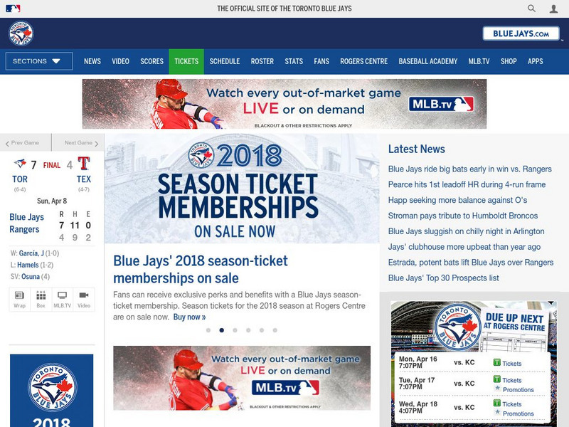 Toronto Blue Jays the Official Site Website Toronto Blue Jays the Official Site Website