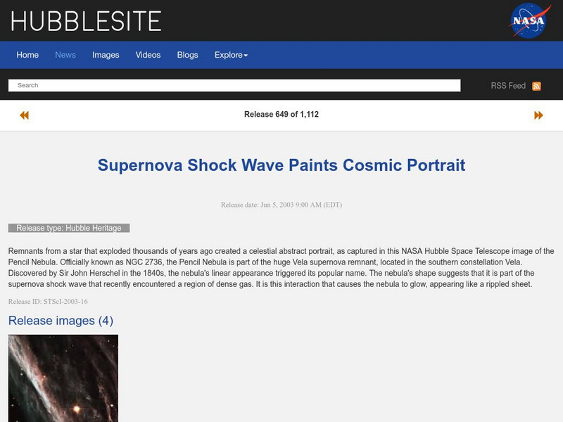 Hubble Site: Supernova Shock Wave Website Hubble Site: Supernova Shock Wave Website