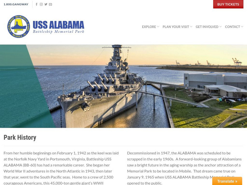 Uss Alabama Battleship Memorial Park: Park History Article