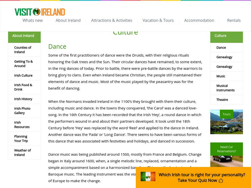 Visit Ireland: Dance Handout Visit Ireland: Dance Handout