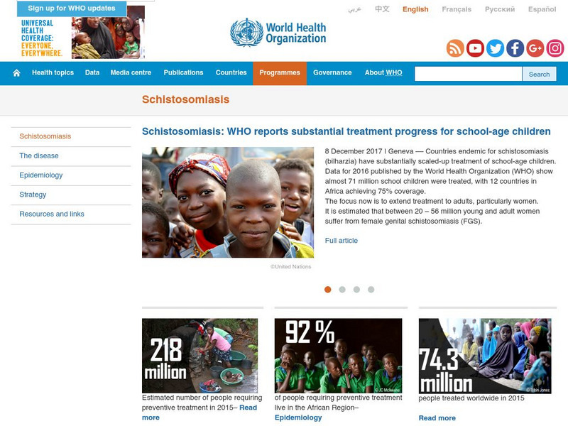 World Health Organization: Schistosomiasis Handout World Health Organization: Schistosomiasis Handout