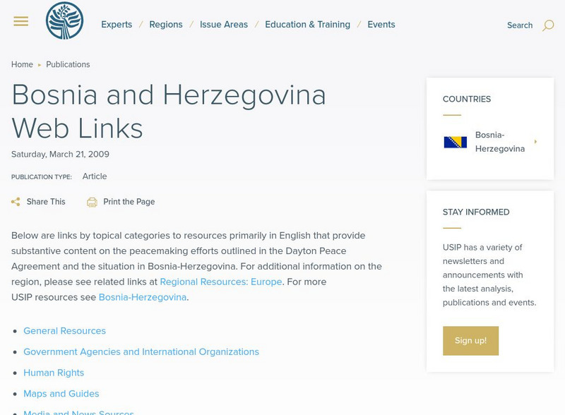 United States Institute for Peace: Bosnia and Herzegovina Web Links Website United States Institute for Peace: Bosnia and Herzegovina Web Links Website