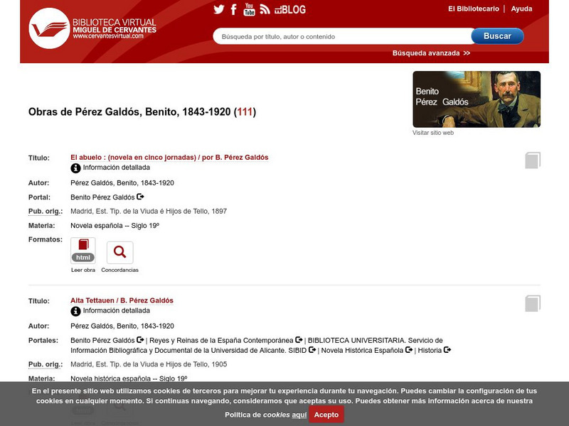 Perez Galdos, Benito (1843 1920) Activity Perez Galdos, Benito (1843 1920) Activity