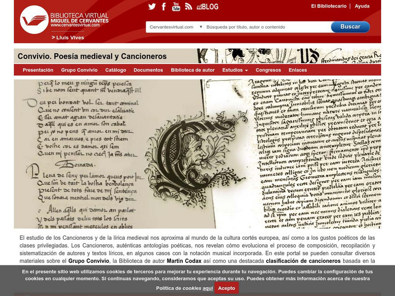 Biblioteca Virtual Miguel De Cervantes: Convivio. Poesia Medieval Y Cancioneros Handout Biblioteca Virtual Miguel De Cervantes: Convivio. Poesia Medieval Y Cancioneros Handout