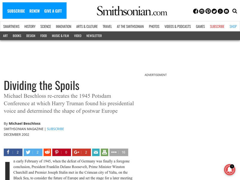 Smithsonian: Dividing the Spoils Website Smithsonian: Dividing the Spoils Website