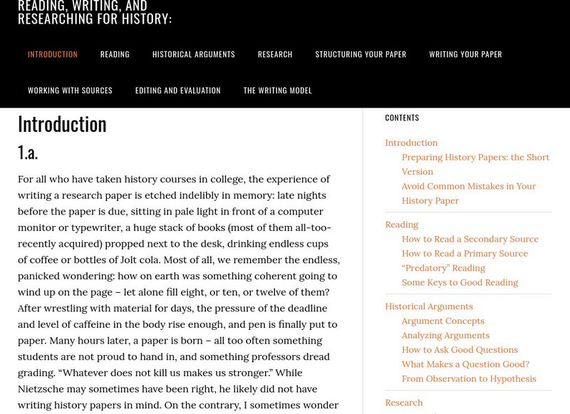 Bowdoin: Reading, Writing, Researching for History: A Guide for College Students Handout Bowdoin: Reading, Writing, Researching for History: A Guide for College Students Handout