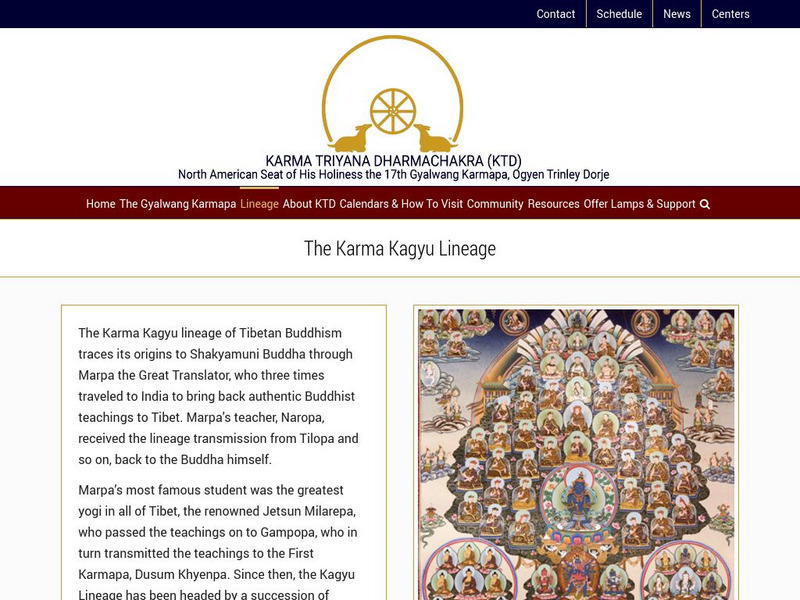 Karma Triyana Dharmachakra: Kagyu Lineage Handout Karma Triyana Dharmachakra: Kagyu Lineage Handout