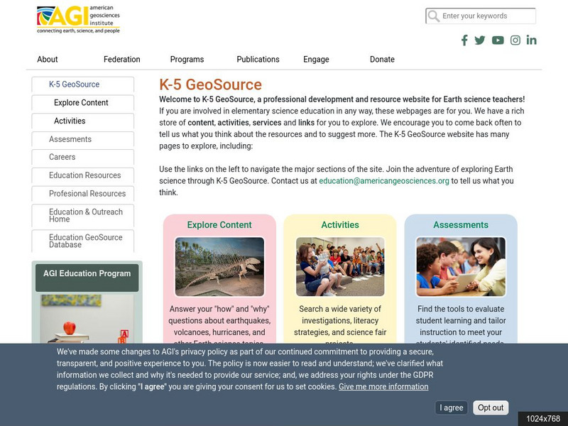 American Geosciences Institute: K 5 Geo Source Activity