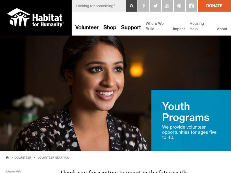 Habitat for Humanity: Youth Volunteer Programs Website Habitat for Humanity: Youth Volunteer Programs Website