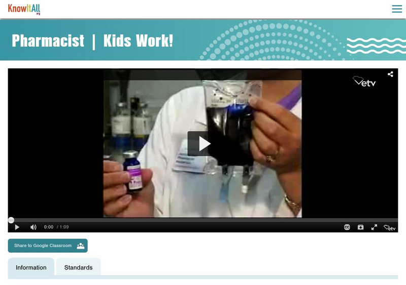 Etv: Kids Work!: Pharmacist Instructional Video