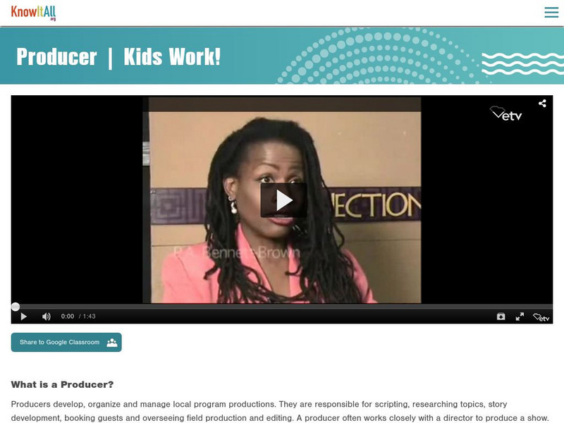 Kids Work! Real People: Producer Website