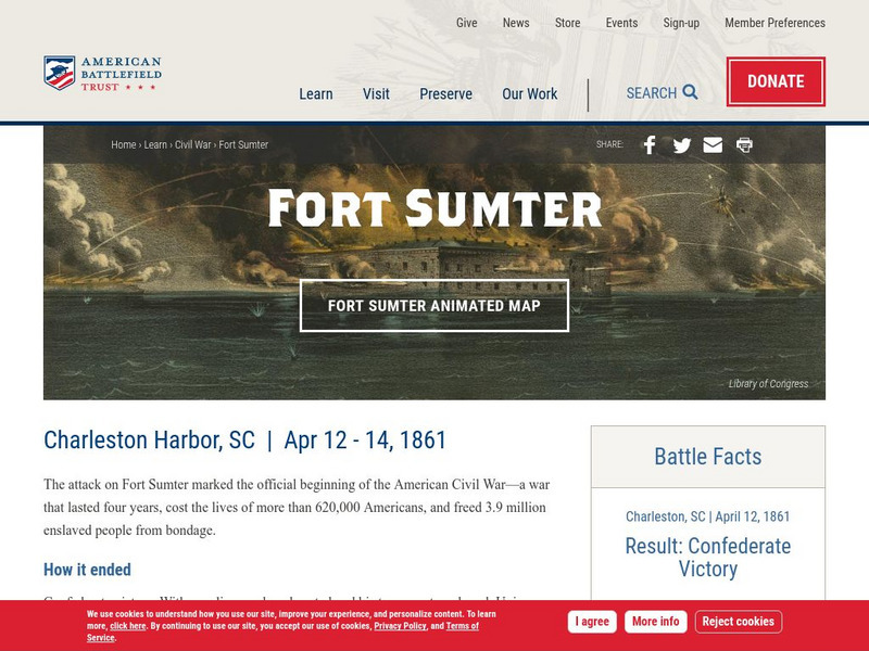 American Battlefield Trust: Civil War: Fort Sumter April 12 14, 1861 Website American Battlefield Trust: Civil War: Fort Sumter April 12 14, 1861 Website