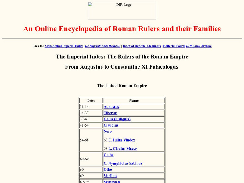 De Imperatoribus Romanis: Index Handout De Imperatoribus Romanis: Index Handout