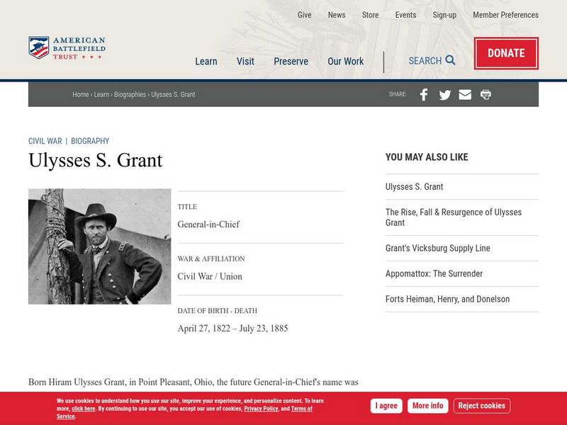 American Battlefield Trust: Civil War Biography: Ulysses S. Grant Handout