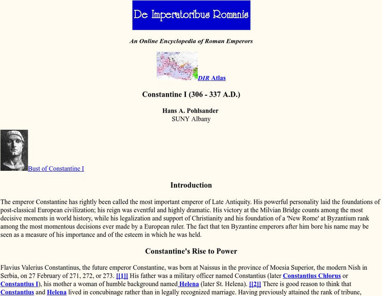 De Imperatoribus Romanis: Constantine I Handout De Imperatoribus Romanis: Constantine I Handout