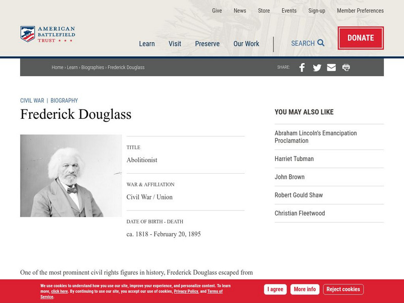 American Battlefield Trust: Civil War Biography: Frederick Douglass Handout American Battlefield Trust: Civil War Biography: Frederick Douglass Handout