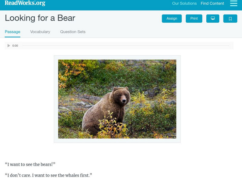 Read Works: Looking for a Bear Activity Read Works: Looking for a Bear Activity