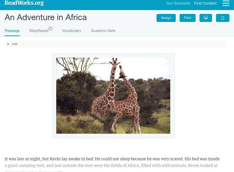 Read Works: An Adventure in Africa Activity