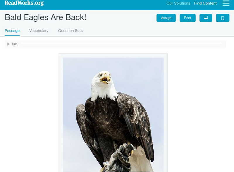 Read Works: Bald Eagles Are Back! Activity Read Works: Bald Eagles Are Back! Activity