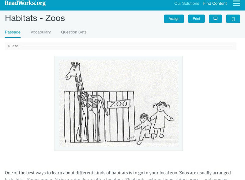 Read Works: Habitats Zoos Activity Read Works: Habitats Zoos Activity