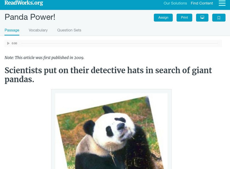 Read Works: Panda Power Activity Read Works: Panda Power Activity