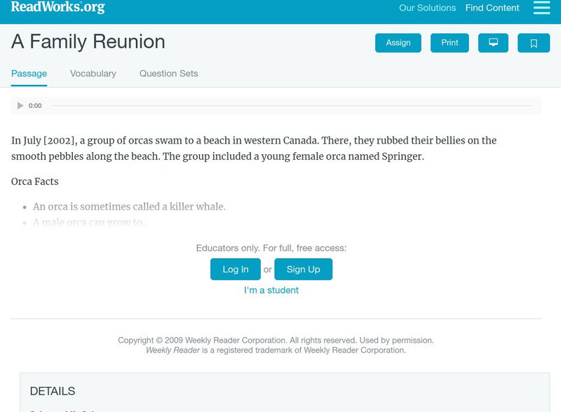 Read Works: A Family Reunion Activity Read Works: A Family Reunion Activity