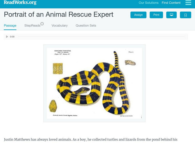 Read Works: Portrait of an Animal Rescue Expert Activity Read Works: Portrait of an Animal Rescue Expert Activity